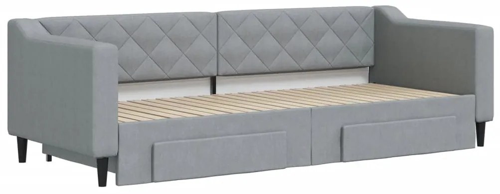 Sofá-cama c/ gavetão e gavetas 80x200 cm tecido cinzento-claro