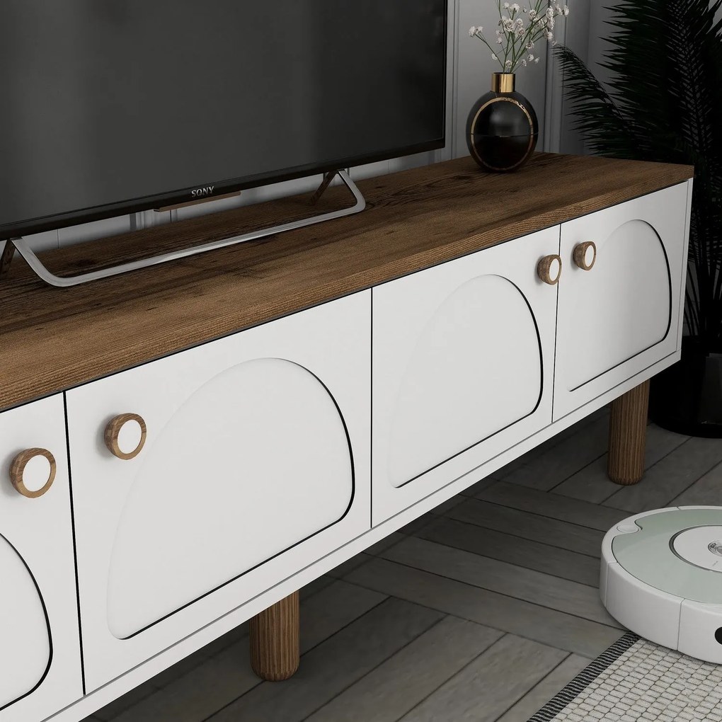 Móvel de TV "Elvar" – Branco – 180 x 53 x 35 cm – Design Moderno