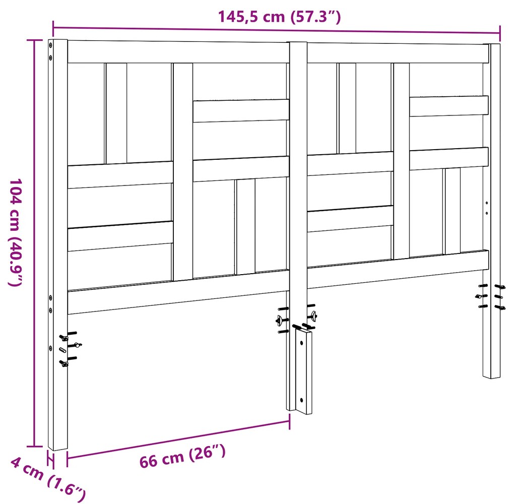 Cabeceira de Cama com cabeceira Castanho-mel 145.5 x 4 x 104 cm