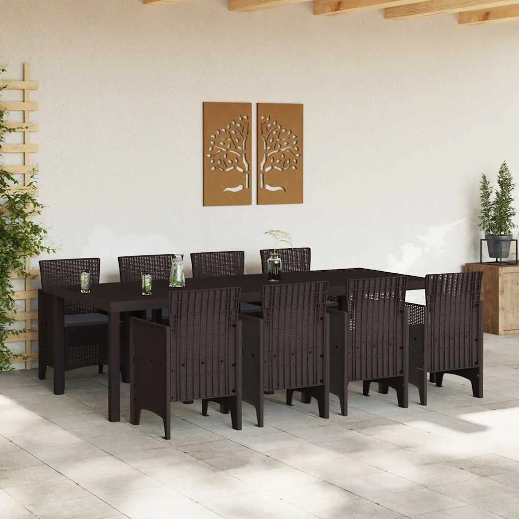 Conjunto de Jantar para Jardim 9 pcs Castanho 250 x 100 x 73 cm