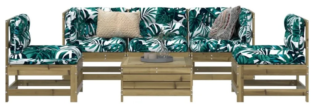 6 pcs conjunto de sofás de jardim madeira de pinho impregnada