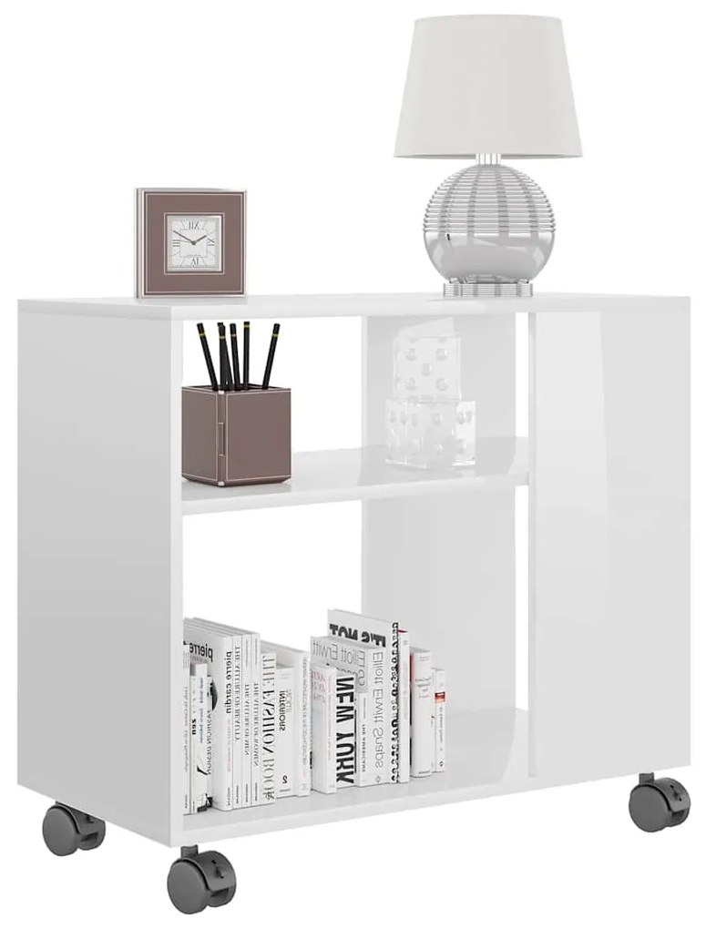 Mesa de apoio 70x35x55 cm madeira processada branco brilhante