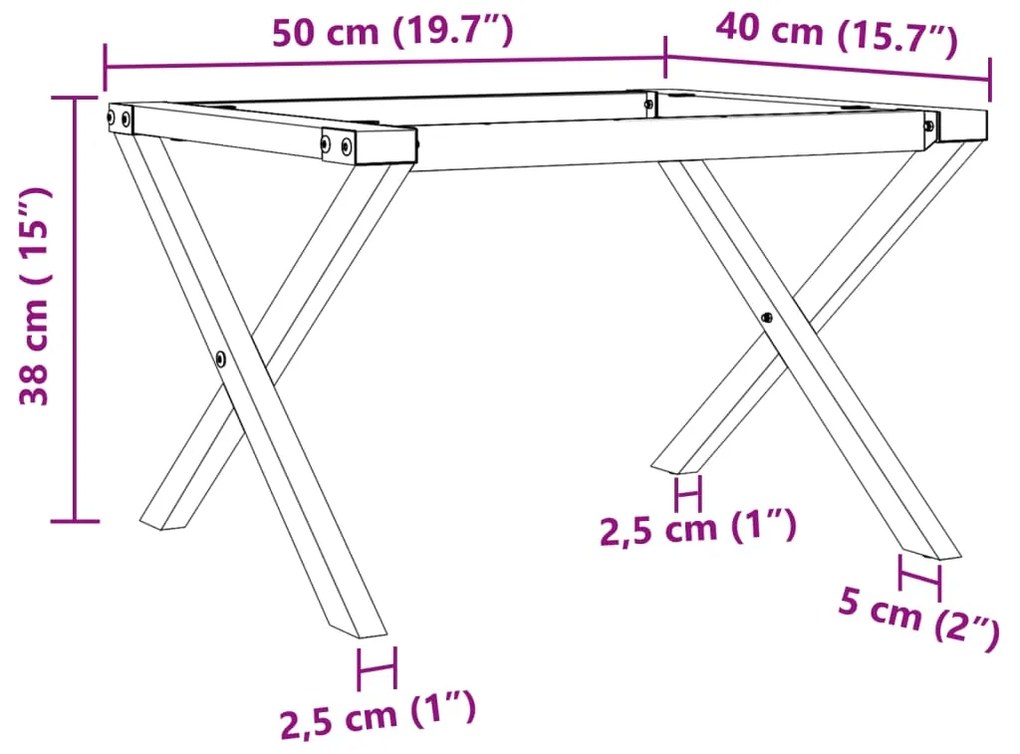 Pernas para mesa de centro estrutura em X aço