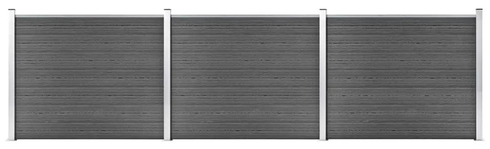 Conjunto painel de cerca 526x146 cm WPC preto