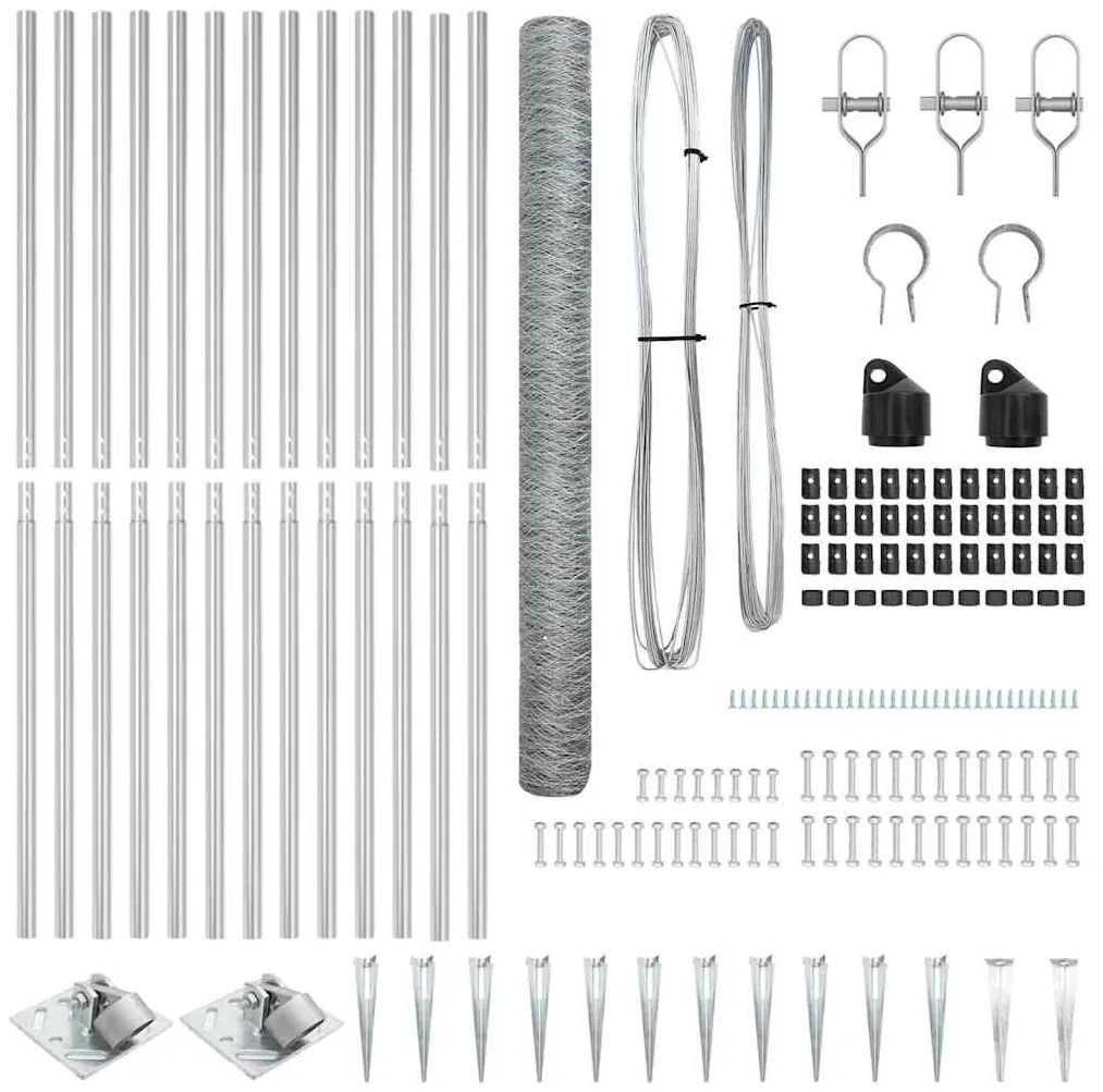 Conjunto de Cercas Conjunto de 2 Aço Galvanizado 25 x 1.5 m