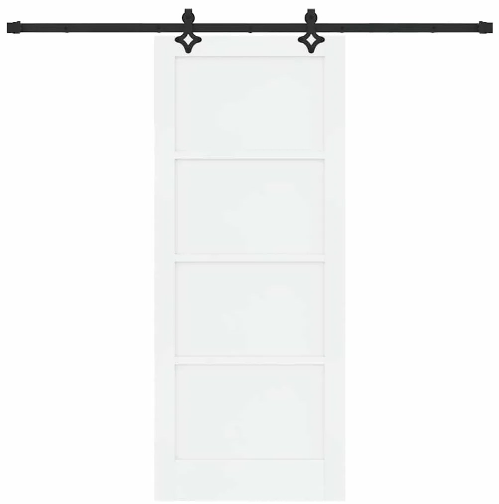Porta Deslizante com Conjunto de Ferragens "ORKDAL" Branca de Madeira