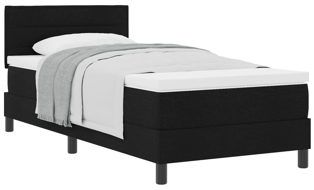 Cama Box Spring com Colchão Preta 80x200 cm Tecido