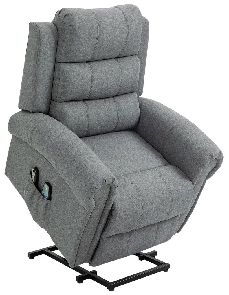 Poltrona Reclinável Elétrica Levanta Pessoas com Massagem Vibratória e Aquecimento  98x96x105 cm Cinza