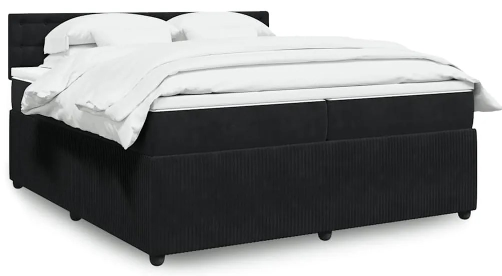 vidaXL Cama com molas/colchão 200x200 cm veludo preto