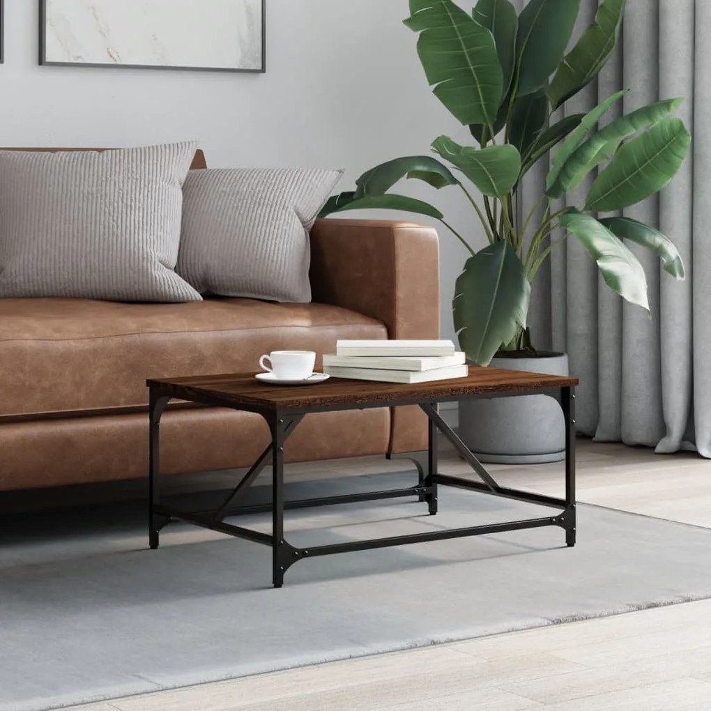 vidaXL Mesa de centro 75x50x35 cm derivados madeira carvalho castanho