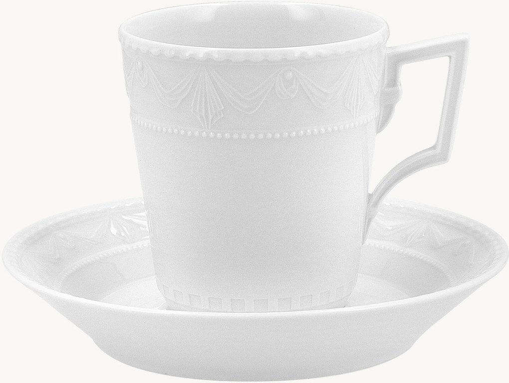 Chávena de café e pires de porcelana artesanal Kurland, conjunto de 2