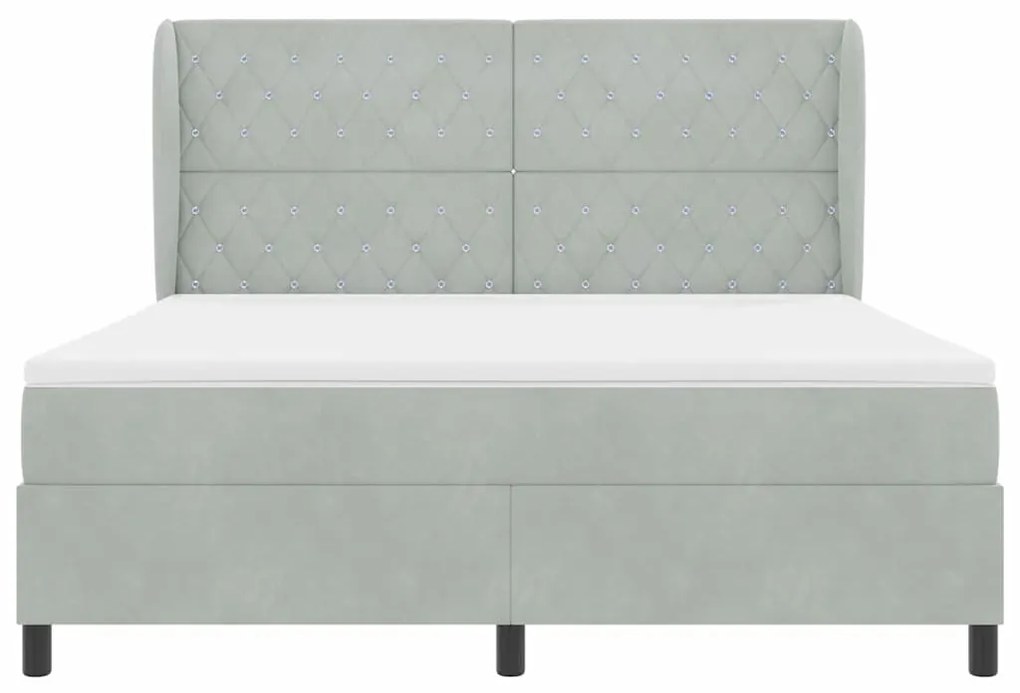 Cama Box com Colchão - Cinza Claro, 180x200 cm, Veludo