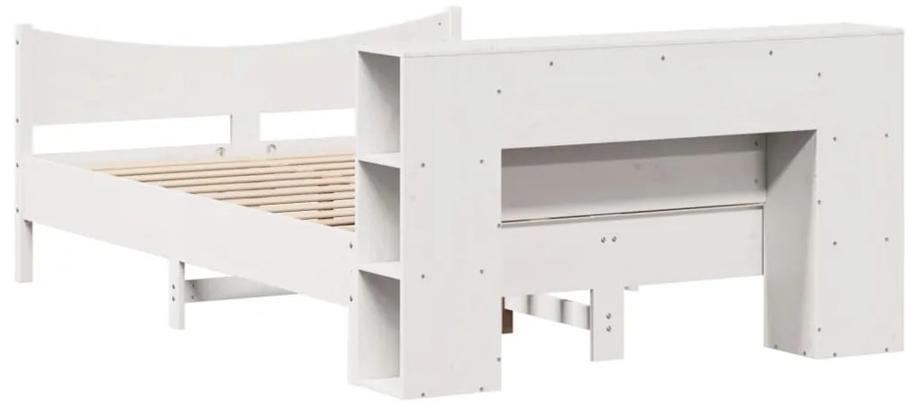 Cama sem colchão 120x190 cm madeira de pinho maciça branco
