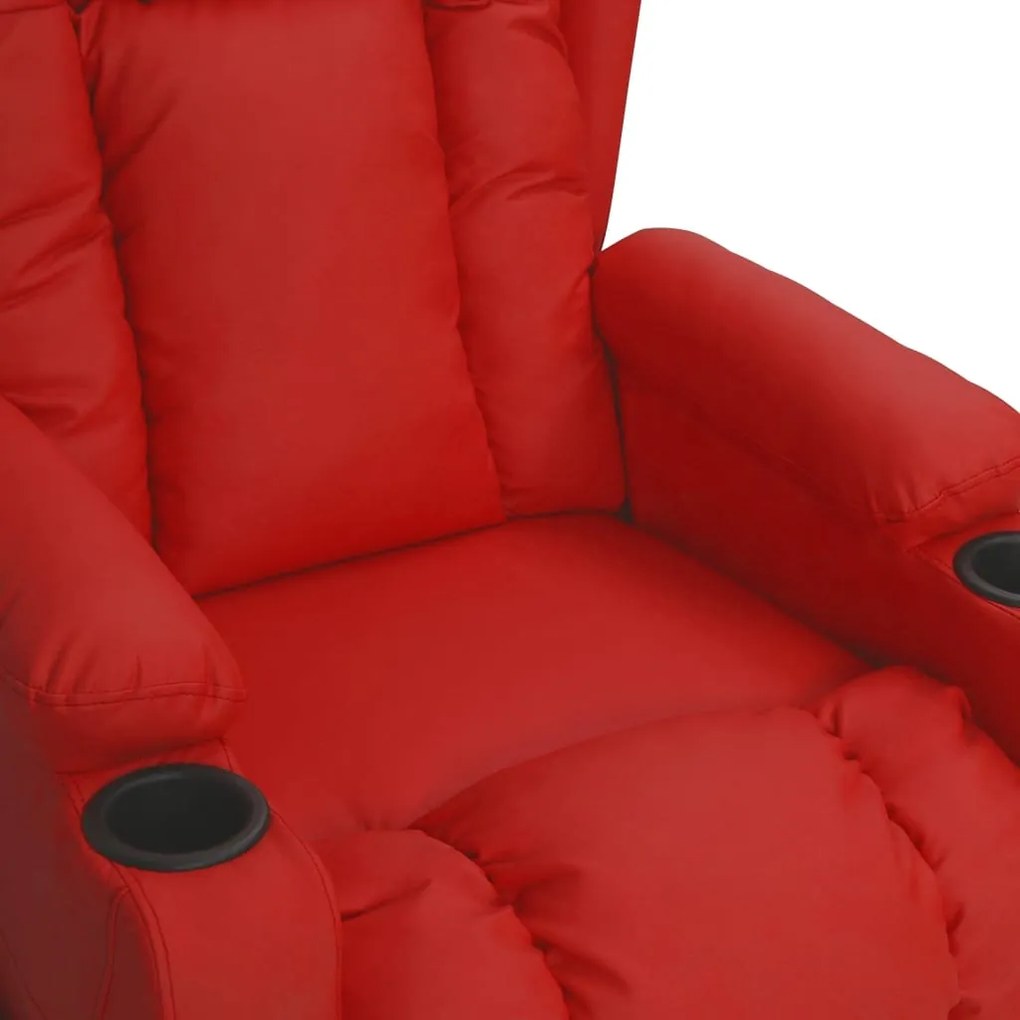 Poltrona elevatória couro artificial vermelho tinto