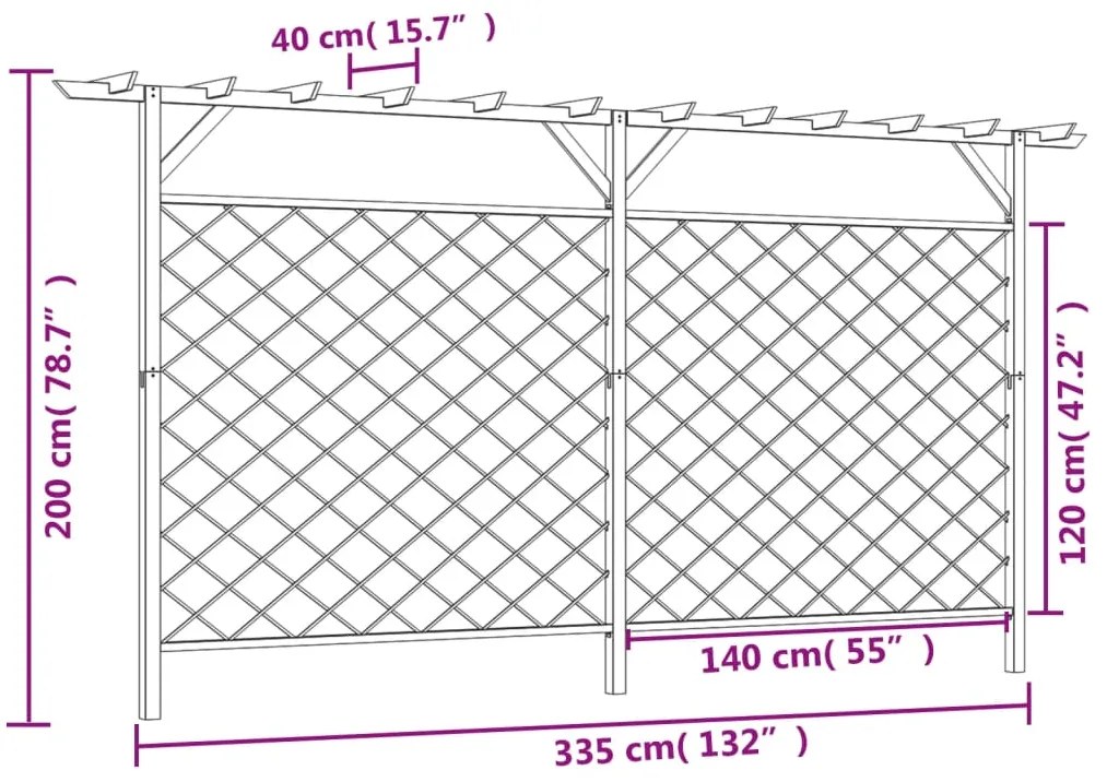 Cerca de treliça para jardim com pérgola no topo madeira