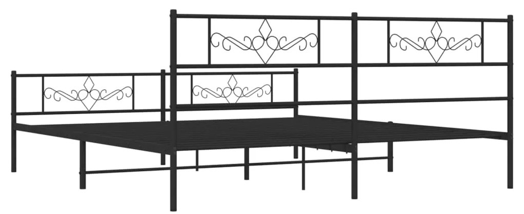 Estrutura de cama com cabeceira e pés 193x203 cm metal preto