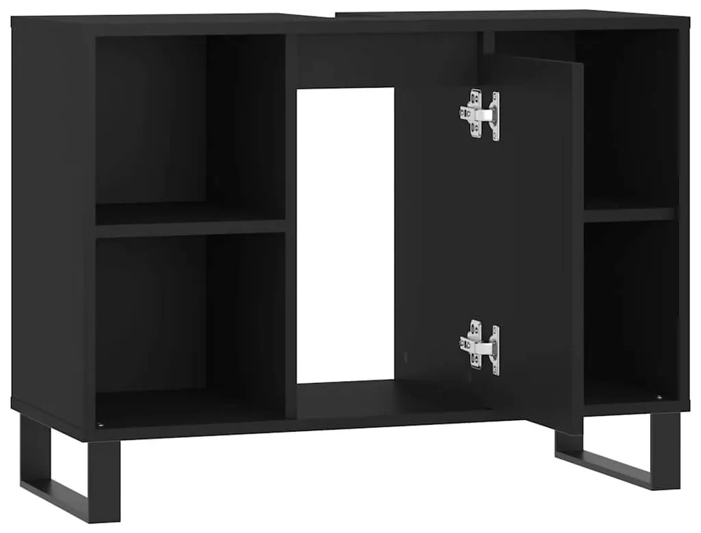 Armário de casa de banho 80x33x60 cm derivados de madeira preto