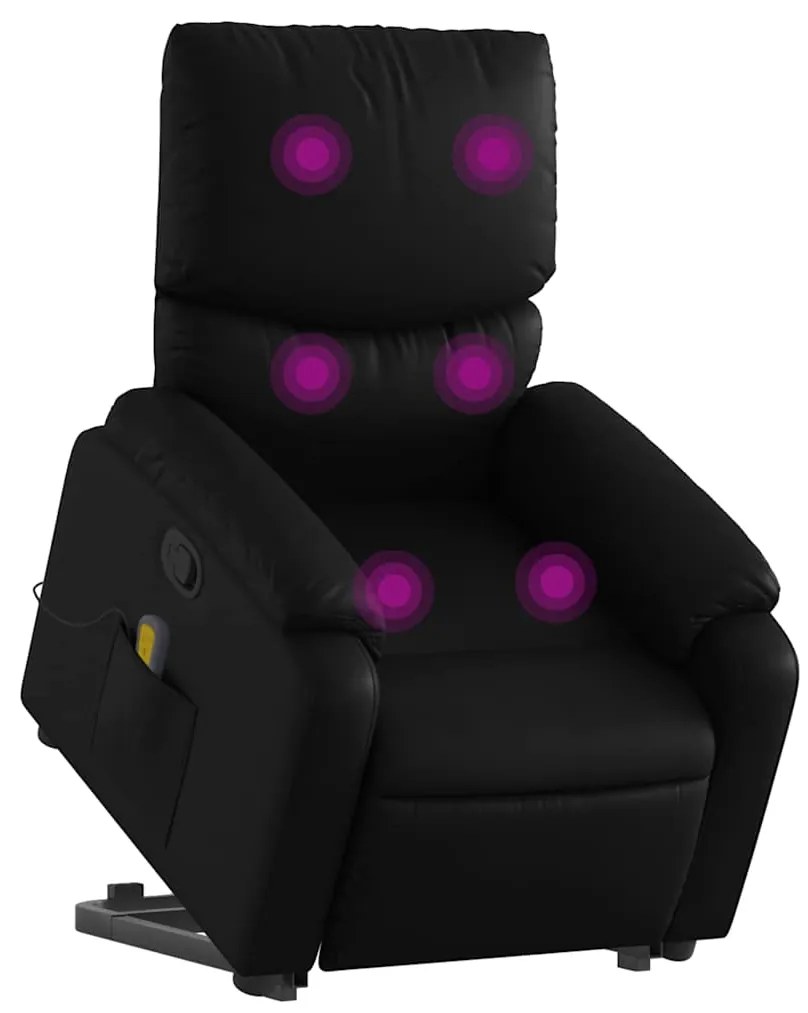 Poltrona massagens reclinável elevatória couro artificial preto