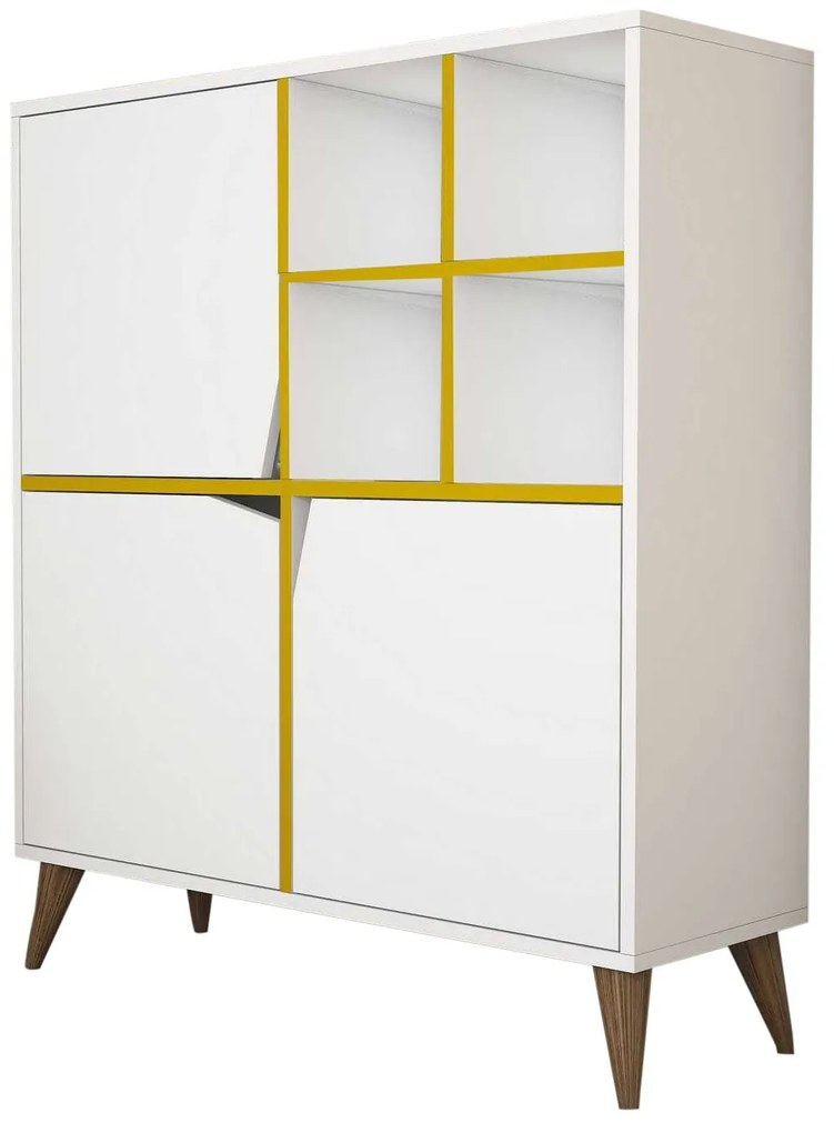 Armário Multiuso Pulse – Branco e Amarelo – 100x115x30 cm