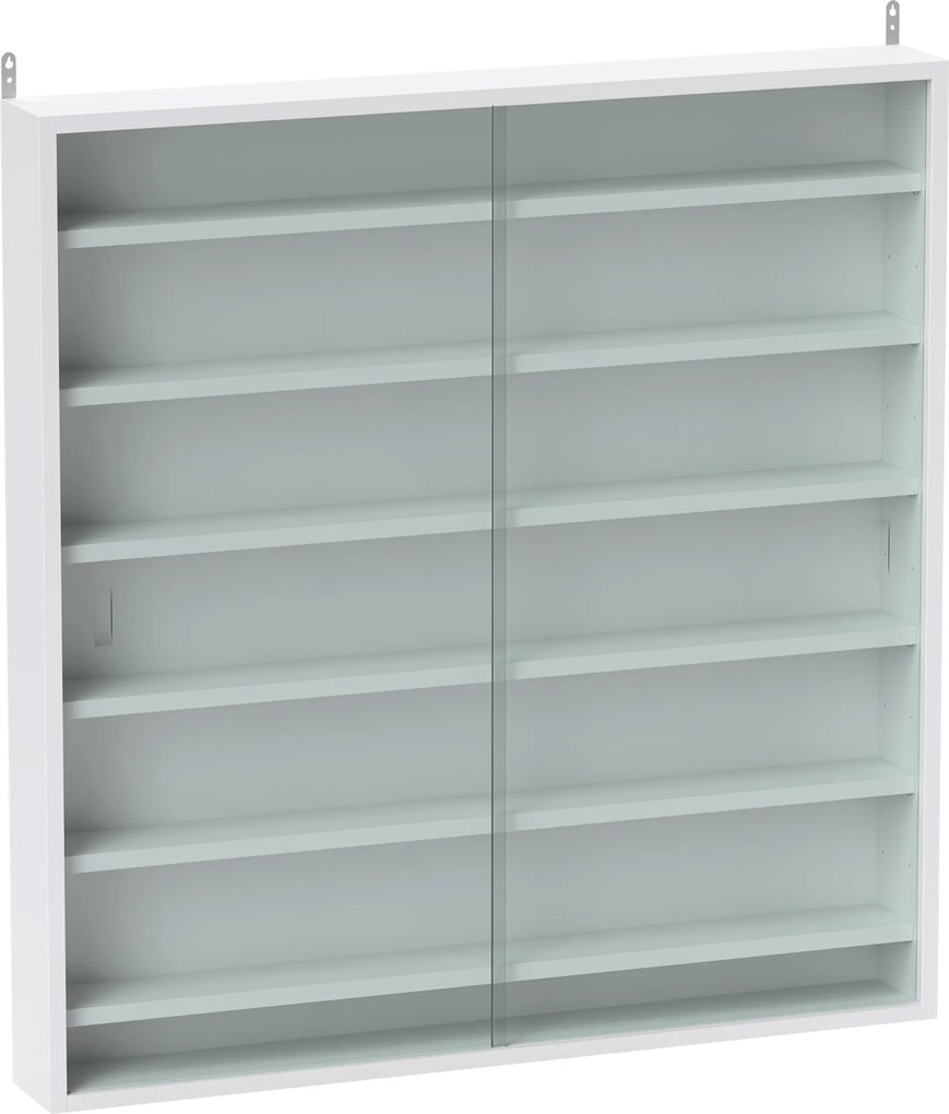 HOMCOM Vitrina de Parede em Madeira com Prateleiras Ajustáveis e 2 Portas Deslizantes de Vidro 80x9,5x83 cm Branco | Aosom Portugal