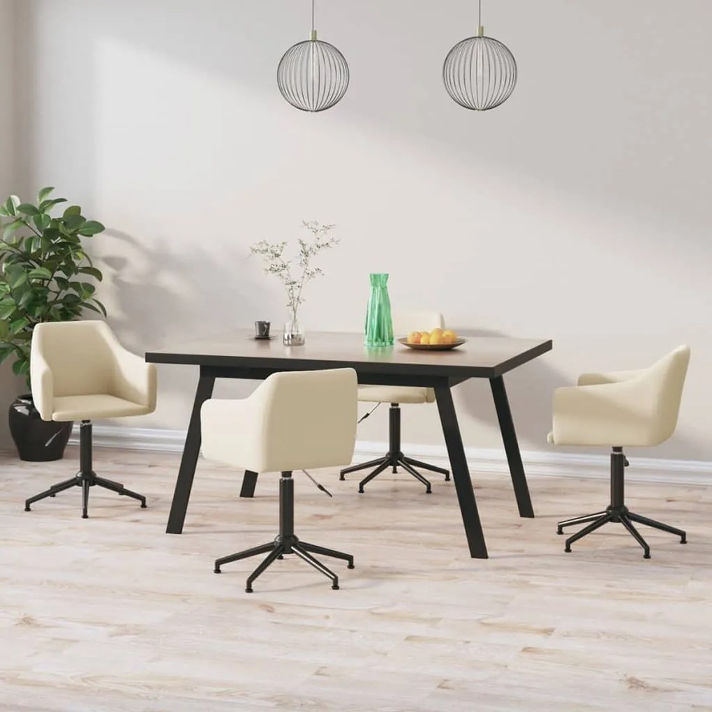 vidaXL Cadeiras de jantar giratórias 4 pcs veludo cor creme