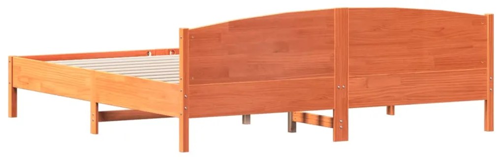 Cama sem colchão 200x200 cm pinho maciço castanho-mel