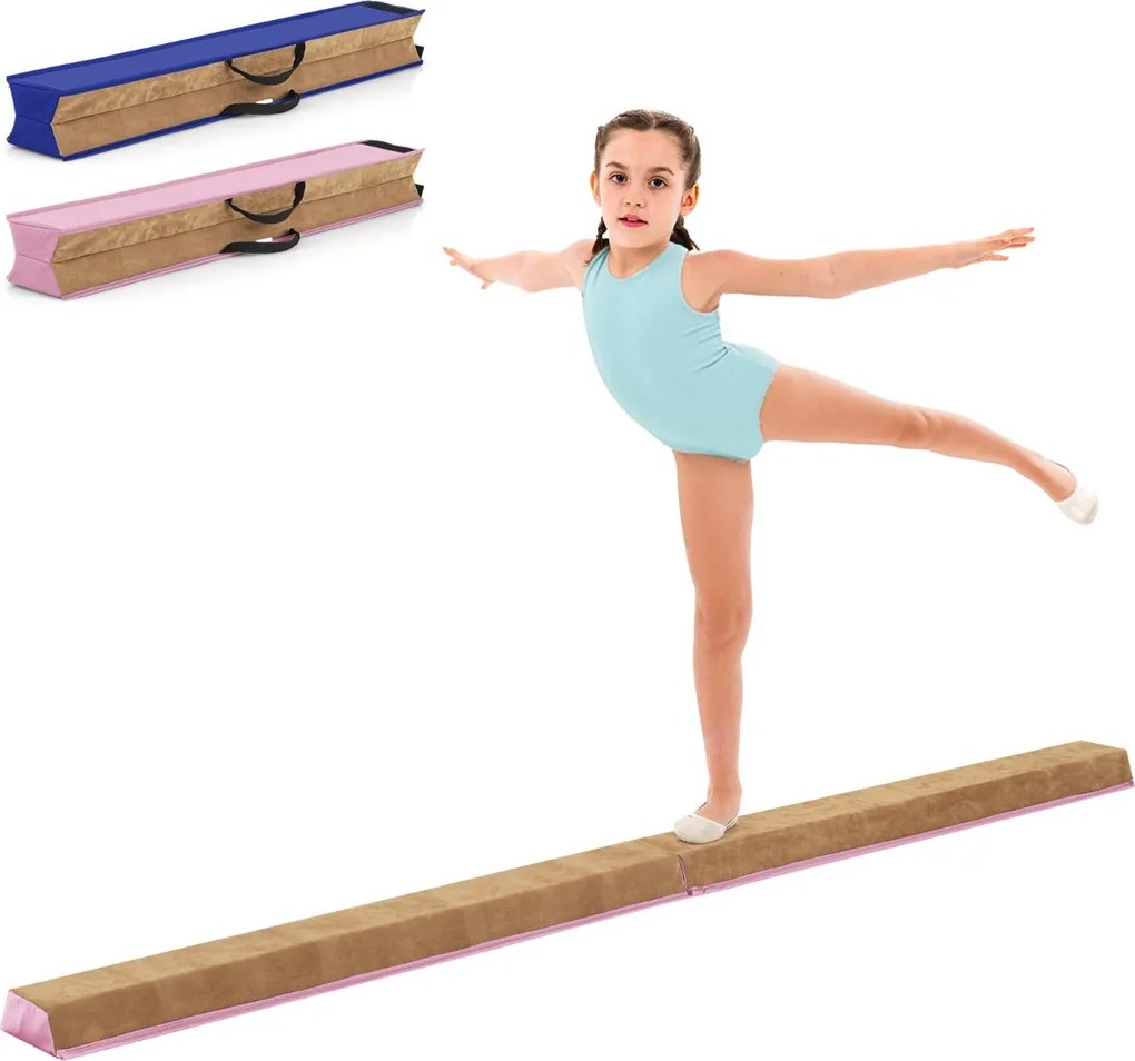 Viga de Equilíbrio Dobrável Infantil GymFlex – Rosa | 240 cm