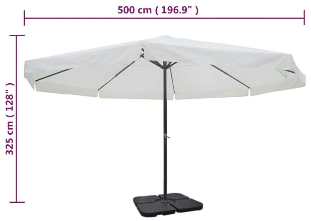 Guarda-sol de jardim em alumínio com base portátil branco