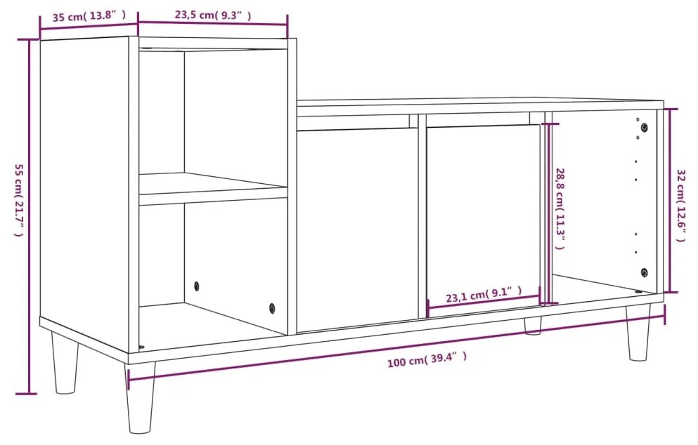 Móvel p/ TV 100x35x55 cm madeira processada branco