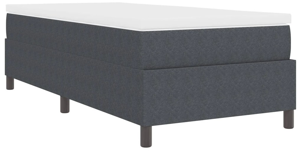 Cama Box Spring com Colchão Cinza Escuro Individual Tecido de Veludo C