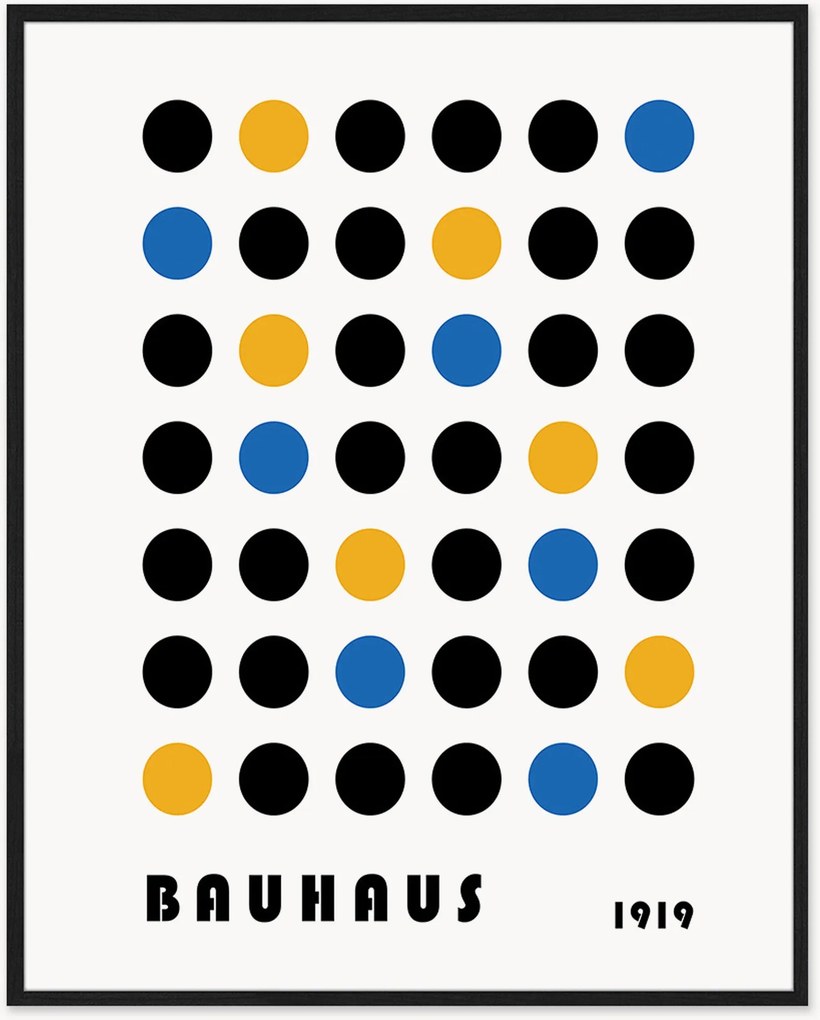 Impressão digital emoldurada Bauhaus Abstract Dots