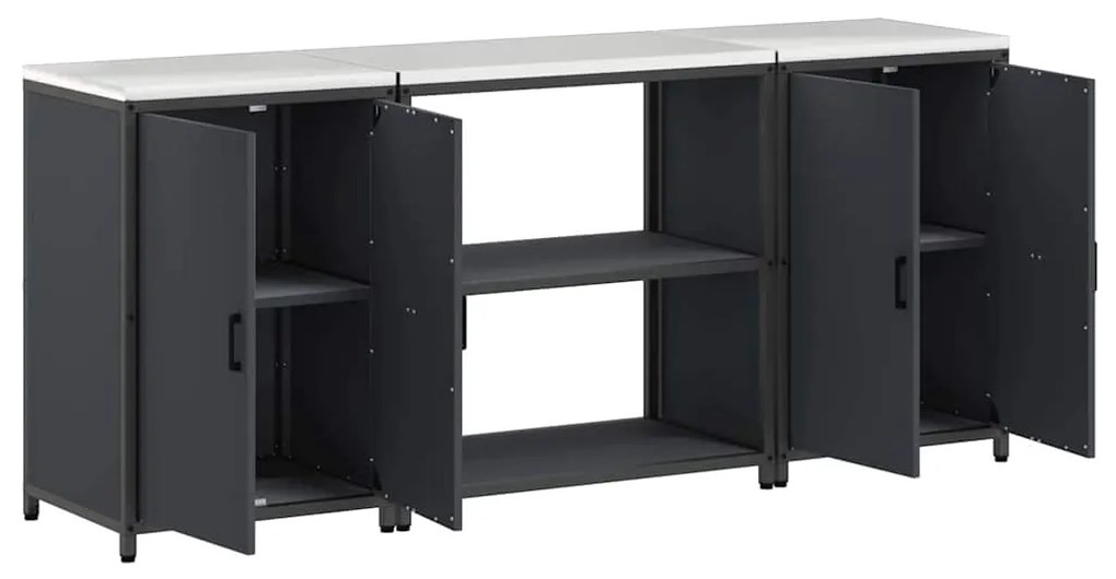 Conjunto de Armazenamento de Cozinha 3 pcs Cinzento-escuro