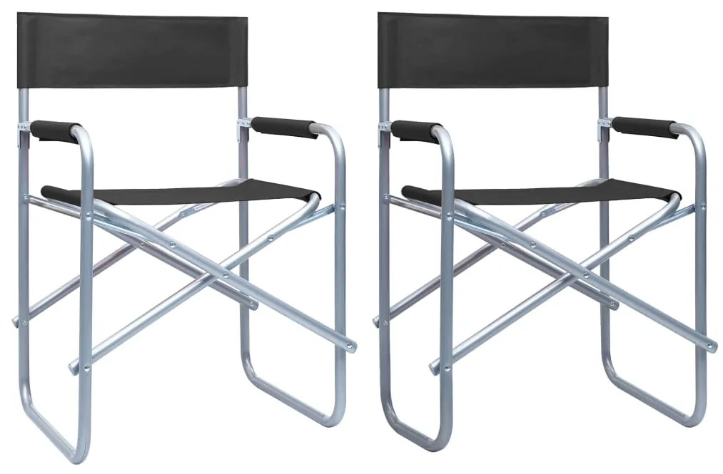 vidaXL Cadeiras de realizador 2 pcs aço preto