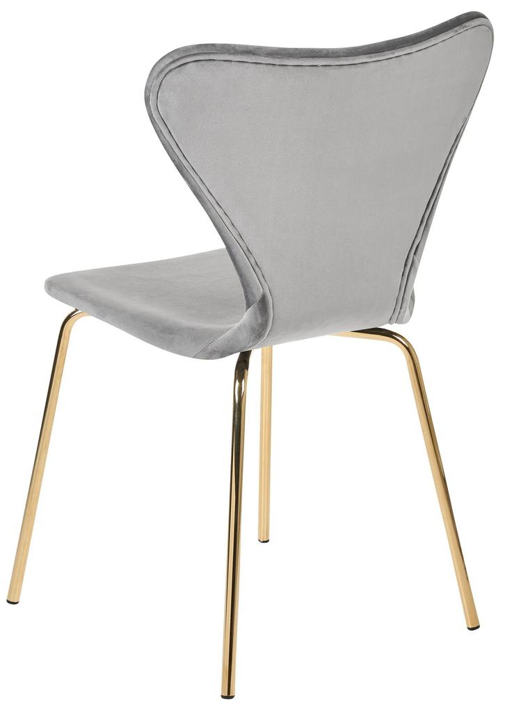 Conjunto de 2 cadeiras de jantar em veludo cinzento claro e dourado BOONVILLE Beliani