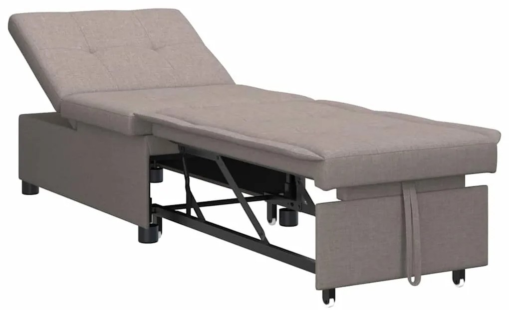 Sofá Cama 3 em 1 com Design Retrátil em Tecido Taupe