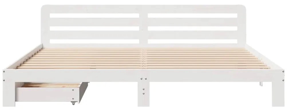 Cama sem colchão 200x200 cm madeira de pinho maciça branco