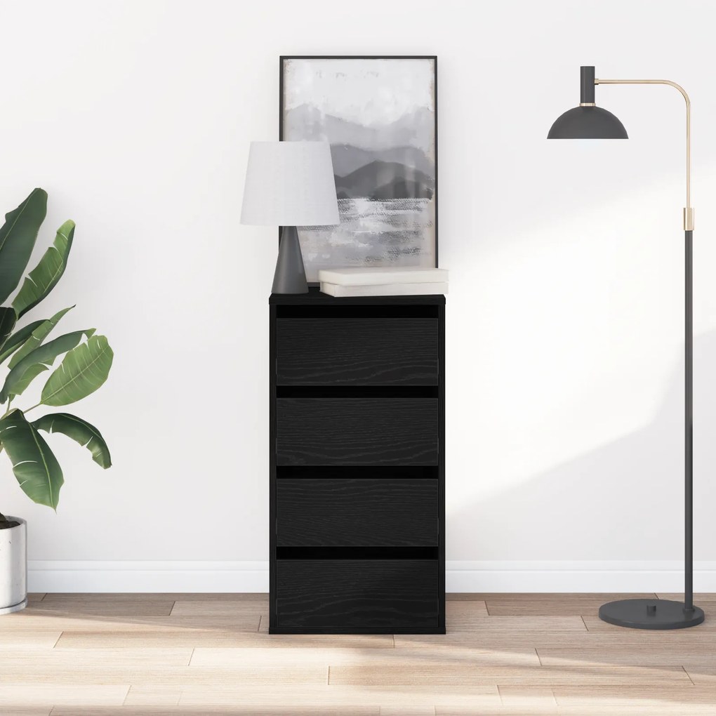 Cômoda de Canto Preto Carvalho 40x41x76 cm Madeira Derivada