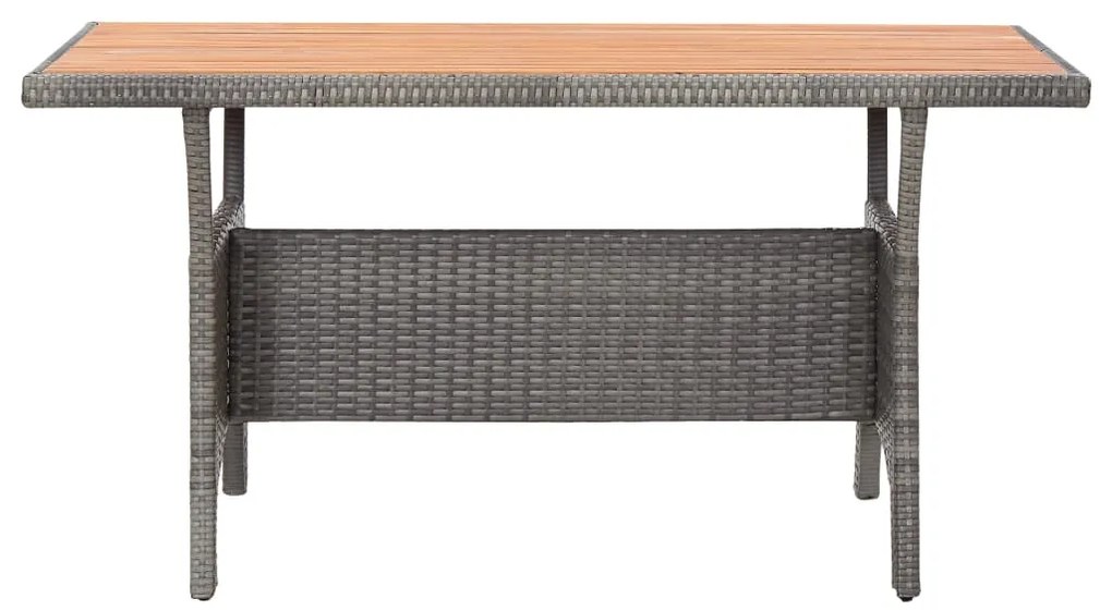 3 pcs conj. de jantar para jardim vime PE e acácia maciça