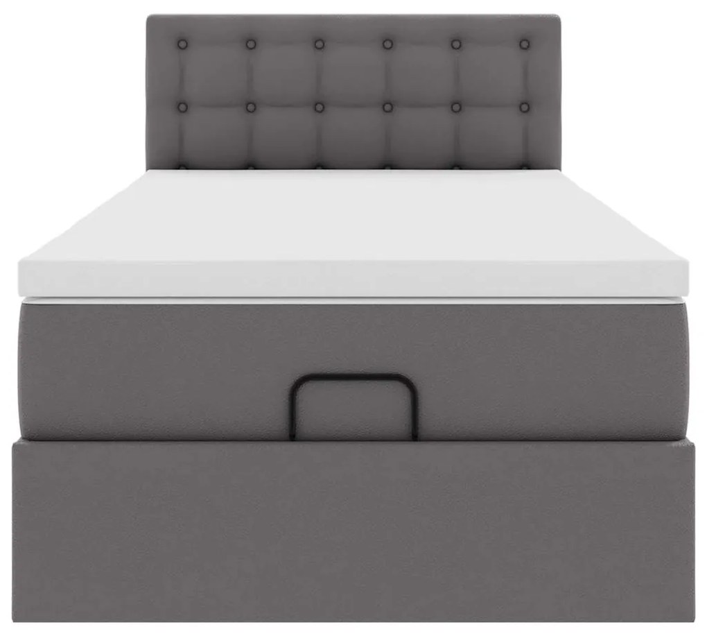 moldura de cama síriaXL otomana com colchão cinza 90x200cm couro falso