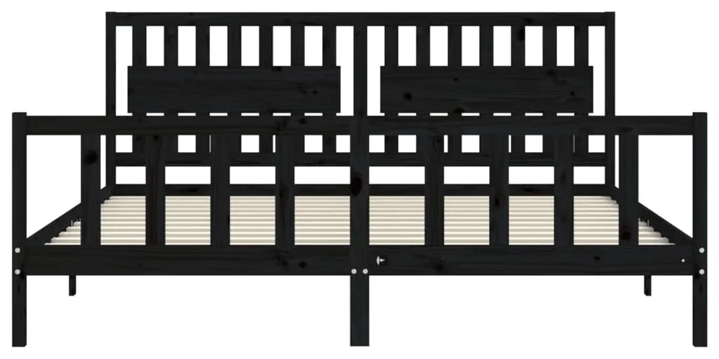 Estrutura de cama com cabeceira 200x200 cm madeira maciça preto
