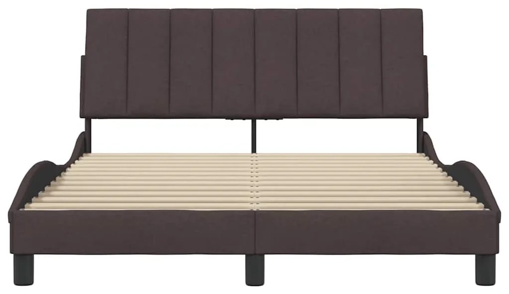Estrutura de cama sem colchão 140x190 cm tecido castanho-escuro
