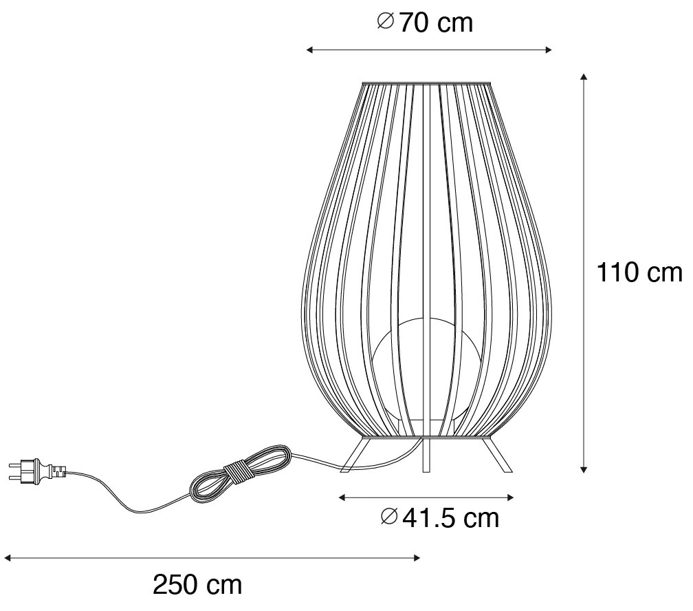 Candeeiro de pé design preto com opal 110 cm - Angela Design