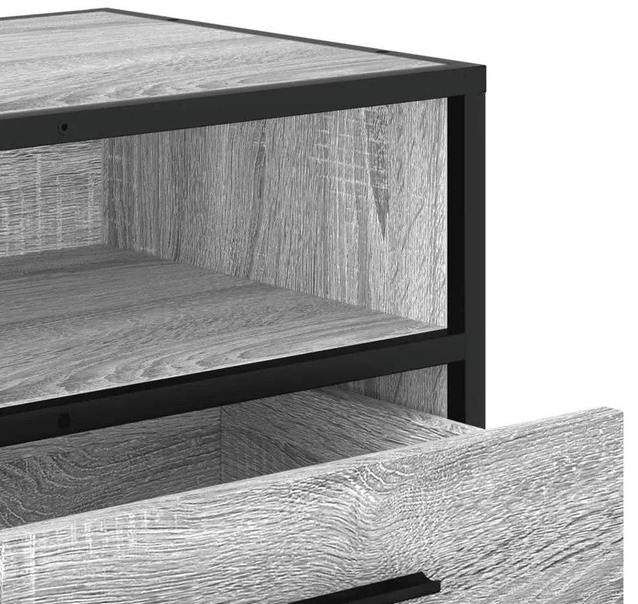 Móvel p/ TV 80x34,5x40 cm deriv. madeira/metal cinzento sonoma
