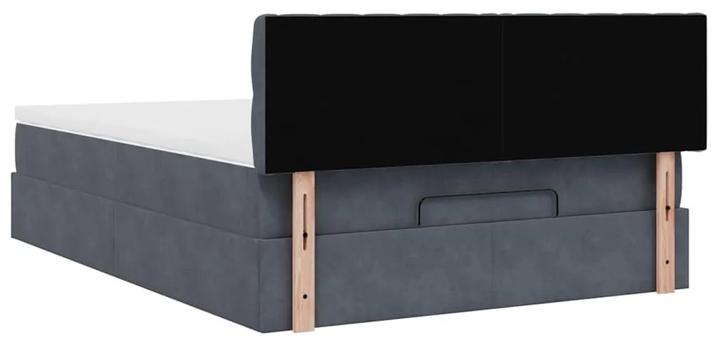 Estrutura de cama otomana com colchão 140x190cm cinzento escuro