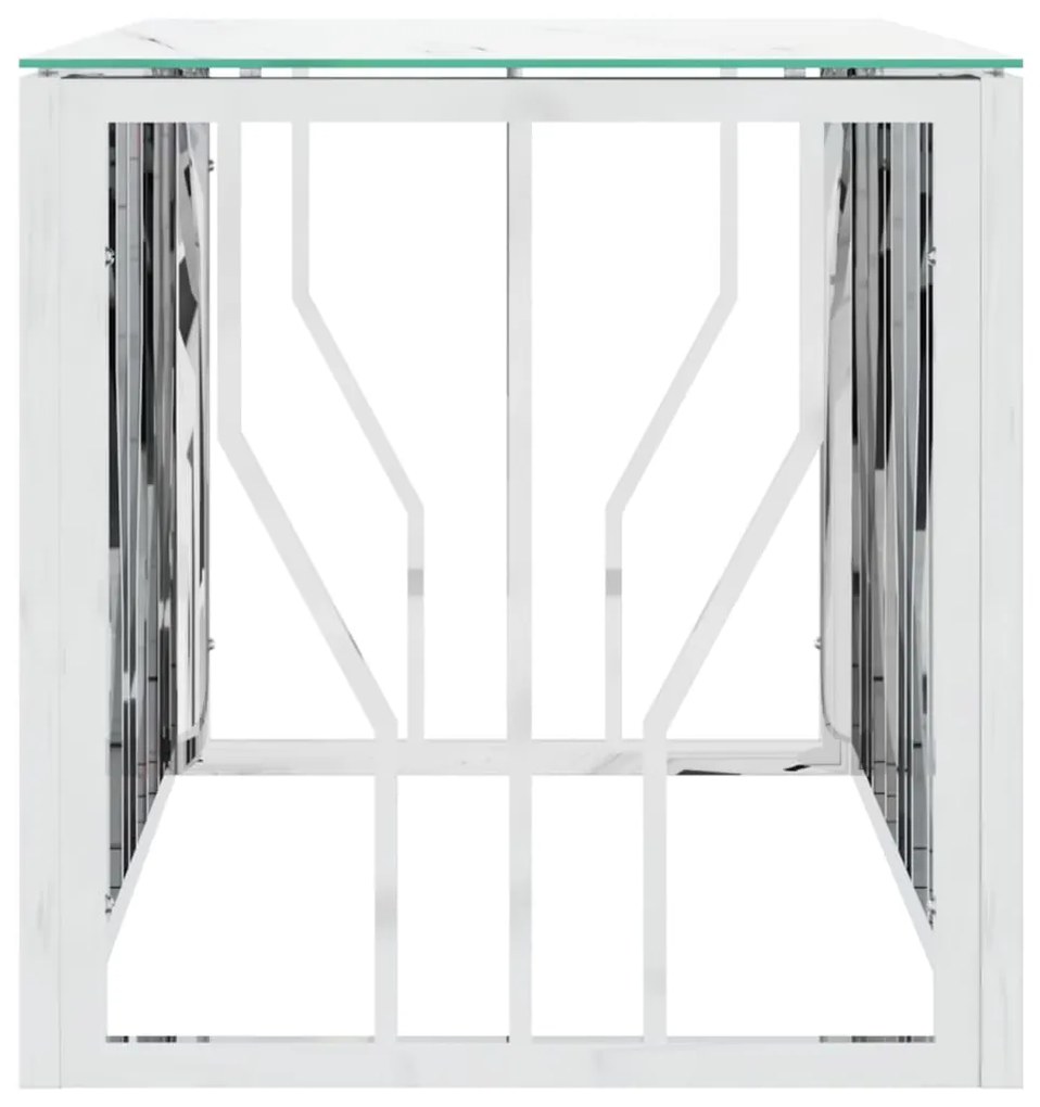 Mesa de centro 110x45x45 cm aço inoxidável e vidro prateado