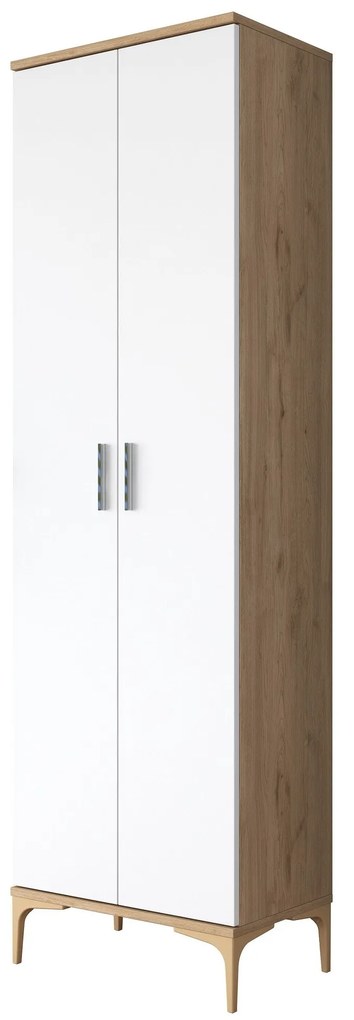 Armário Multiusos JE102 – Nogueira e Branco – 60x198,6x37,5 cm