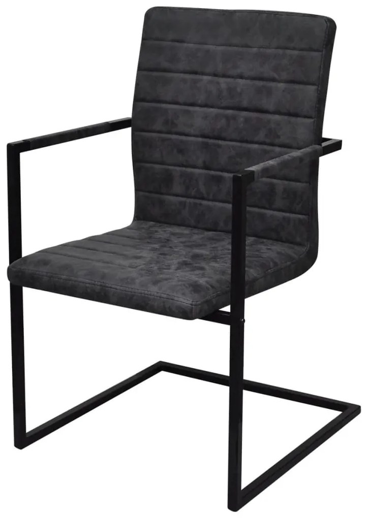 Cadeiras de jantar cantilever 2 pcs couro artificial preto