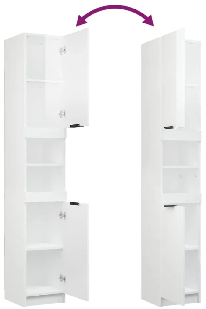 Armário casa de banho 32x34x188,5 cm madeira branco brilhante