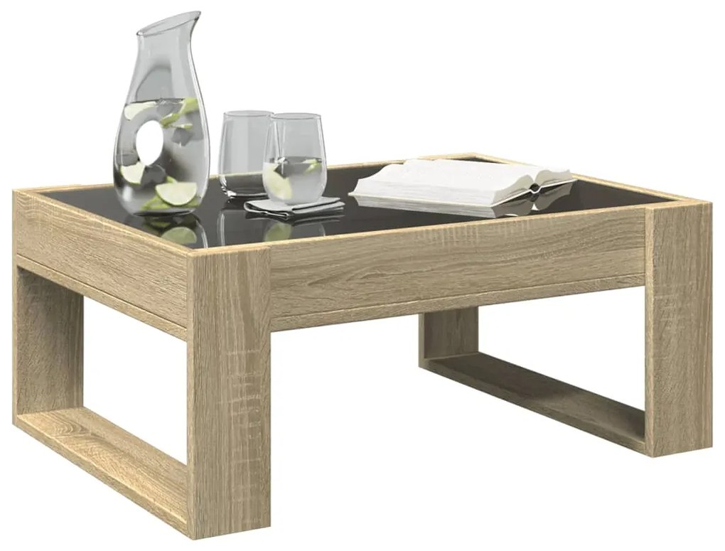 Mesa de centro luzes LED Infinity 70x53x30 cm carvalho sonoma