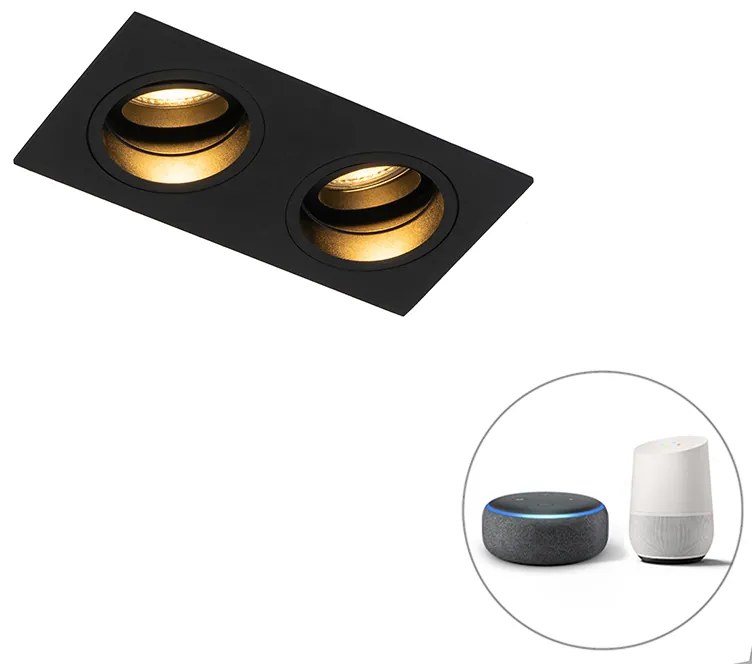 LED Foco embutido inteligente preto retangular ajustável incl. 2 WiFi GU10 - Chuck Moderno